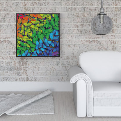 Multicoloured Butterflies Framed Canvas