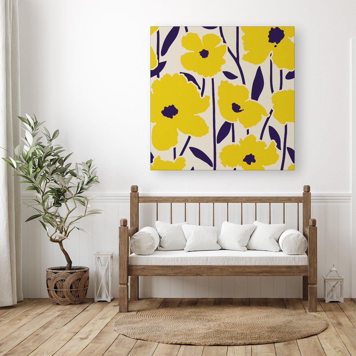 Vintage Tropical Flowers Canvas