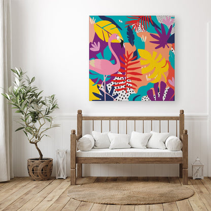 Tropical Flamingoes Canvas