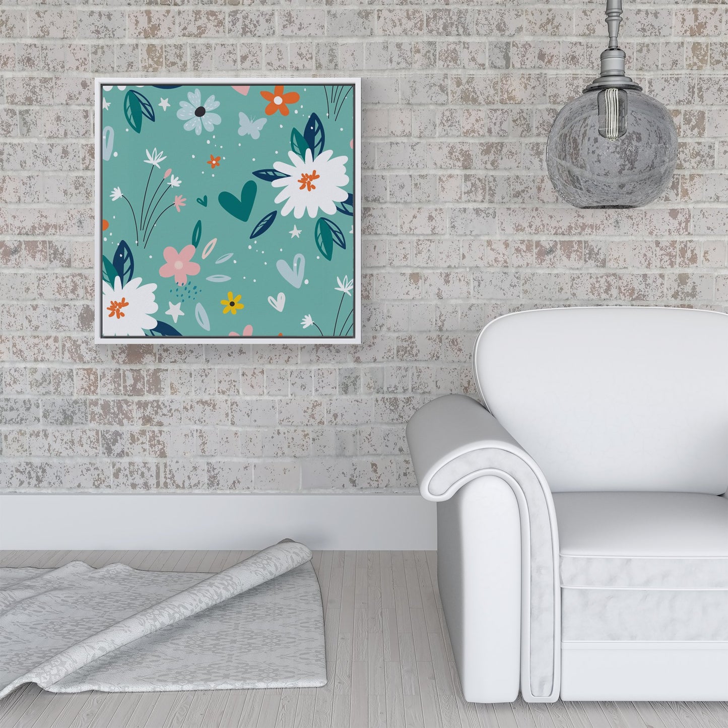 Garden Summer Flowers Framed Canvas