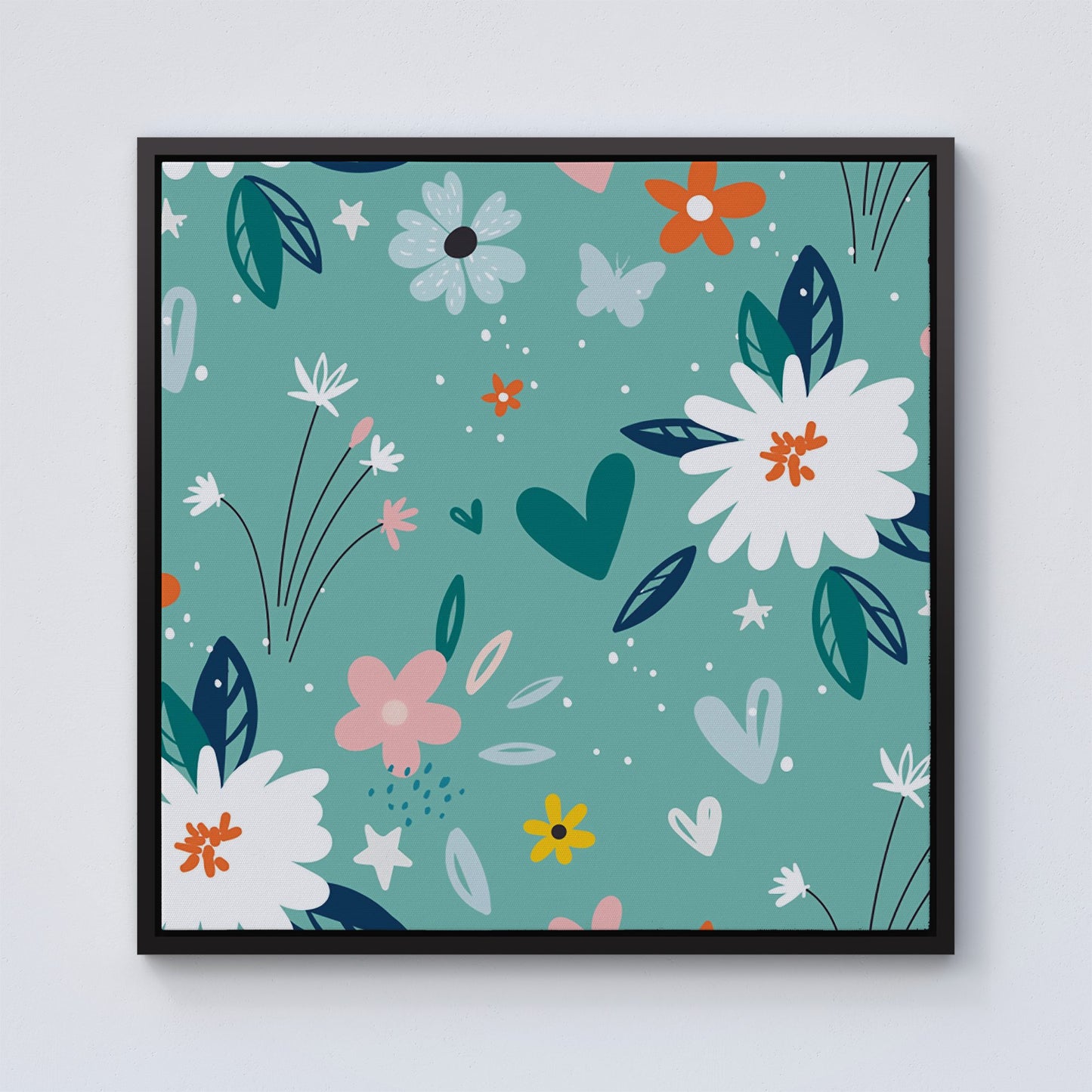 Garden Summer Flowers Framed Canvas