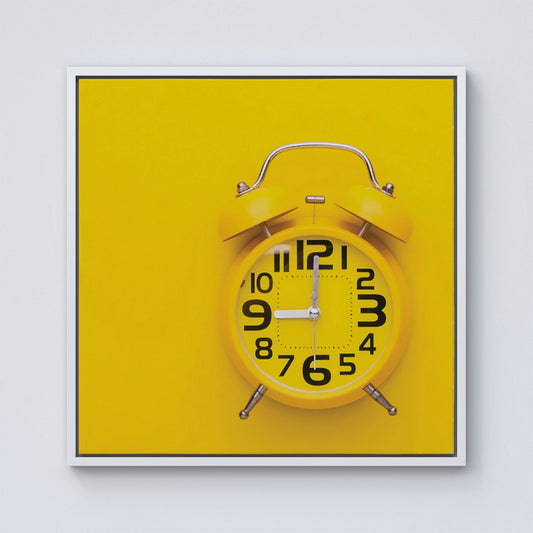 Yellow Alarm Clock Framed Canvas