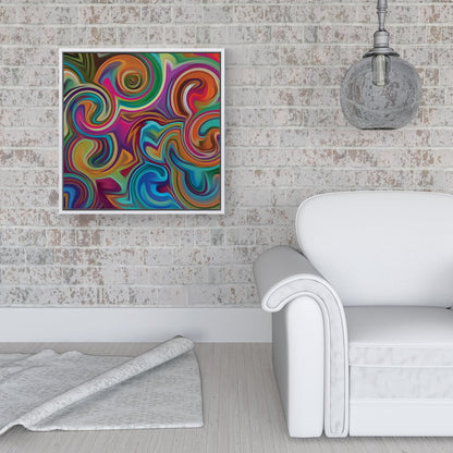 Colourful Wave Pattern Framed Canvas