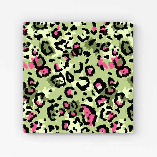 Green And Pink Leopard Print Canvas