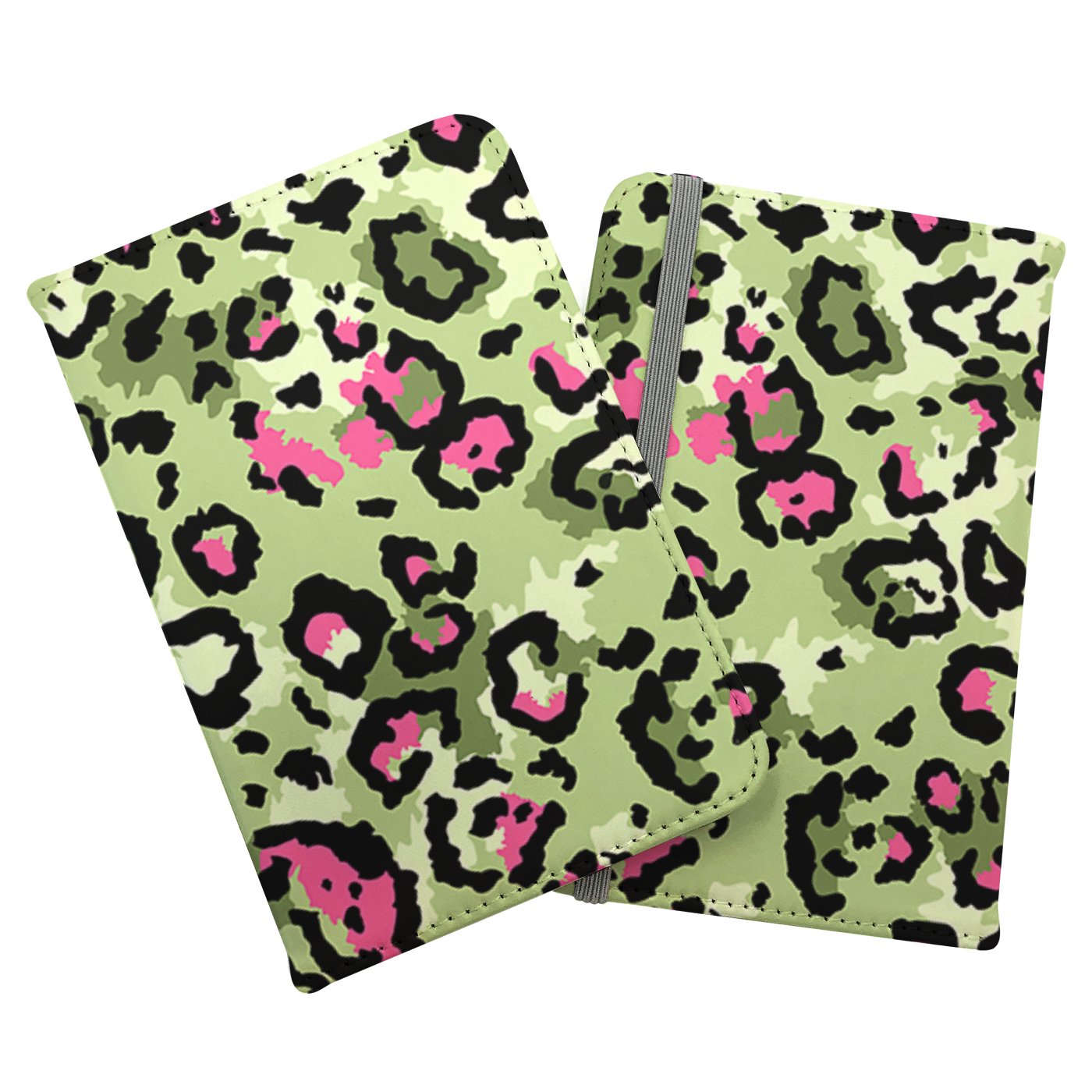 Green And Pink Leopard Print Passport Cover