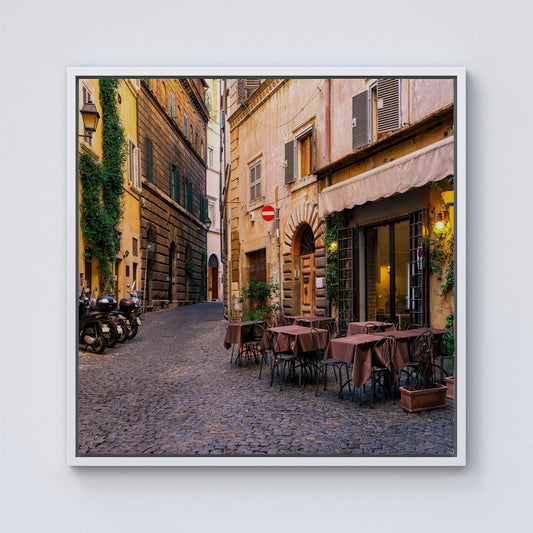 Cozy Rome Street Framed Canvas