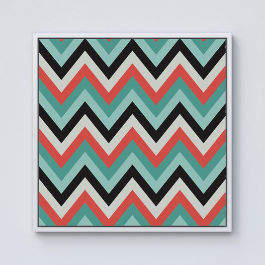 Geometric Colored Chevron Pattern Framed Canvas