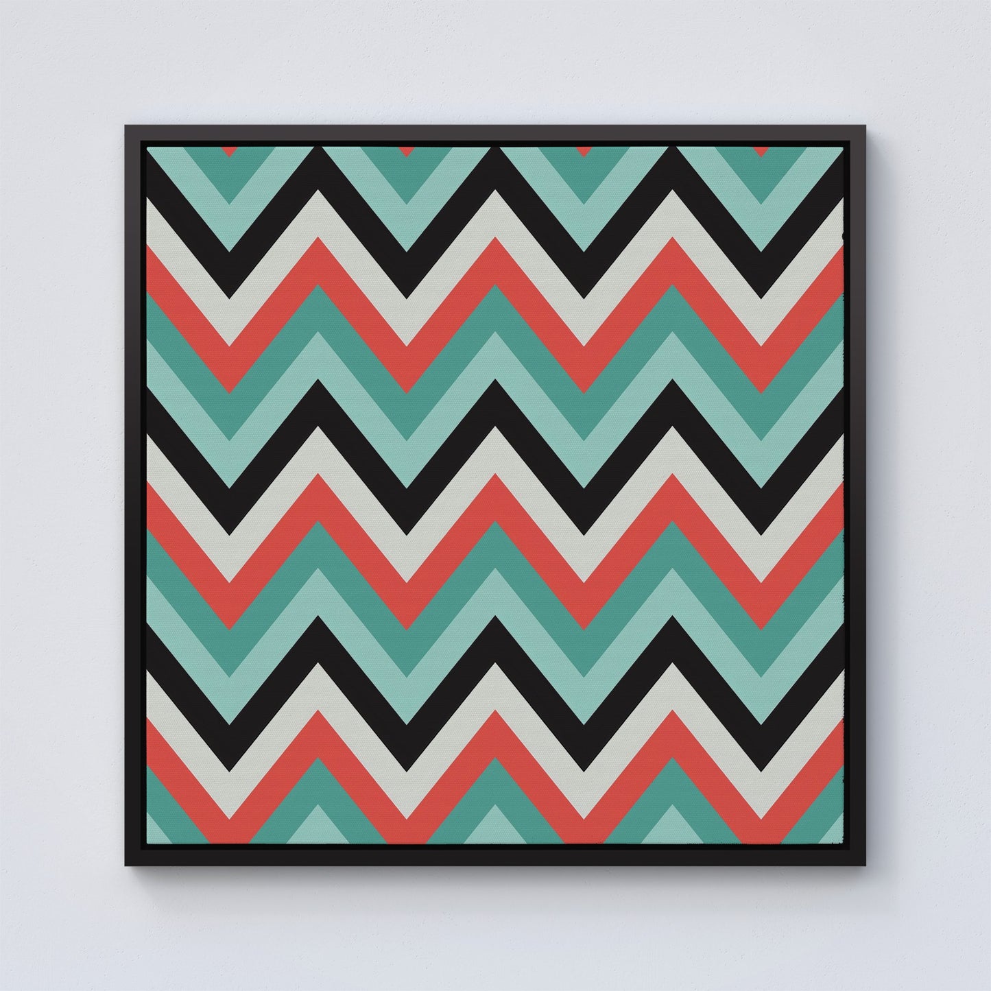 Geometric Colored Chevron Pattern Framed Canvas