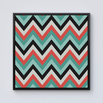 Geometric Colored Chevron Pattern Framed Canvas