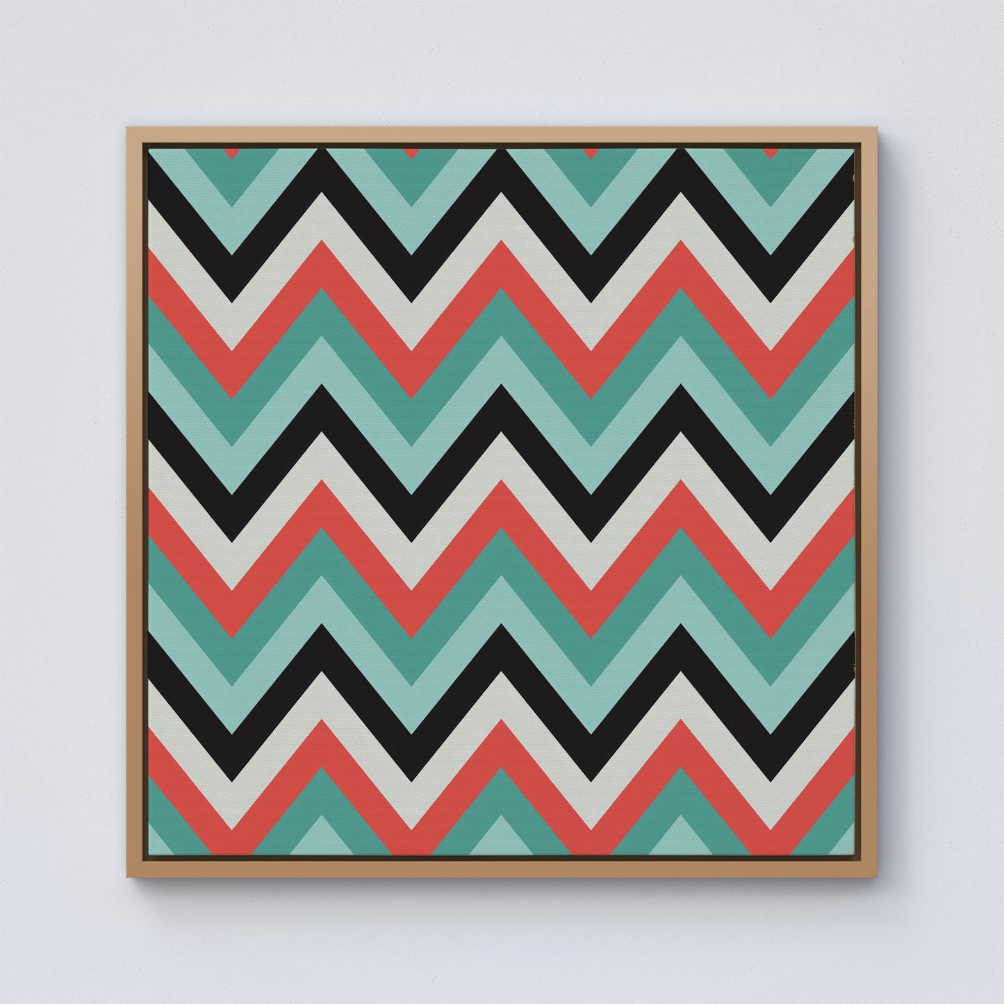 Geometric Colored Chevron Pattern Framed Canvas