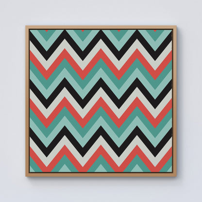 Geometric Colored Chevron Pattern Framed Canvas