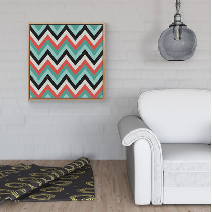 Geometric Colored Chevron Pattern Framed Canvas