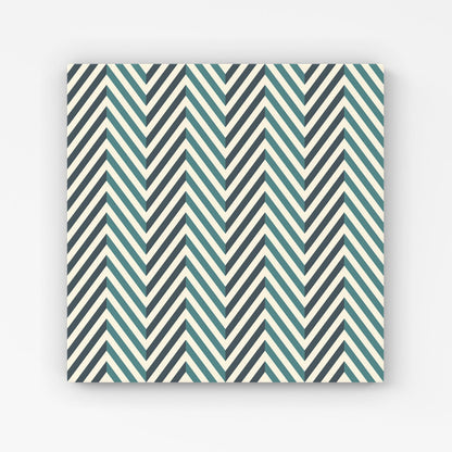 Geometric Herringbone Chevron Blues Canvas