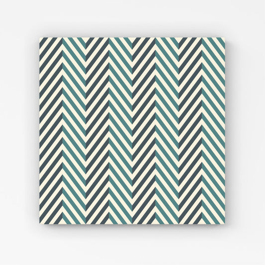 Geometric Herringbone Chevron Blues Canvas