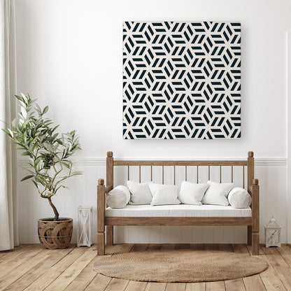 Geometric Monochrome Hexagonal Pattern Canvas