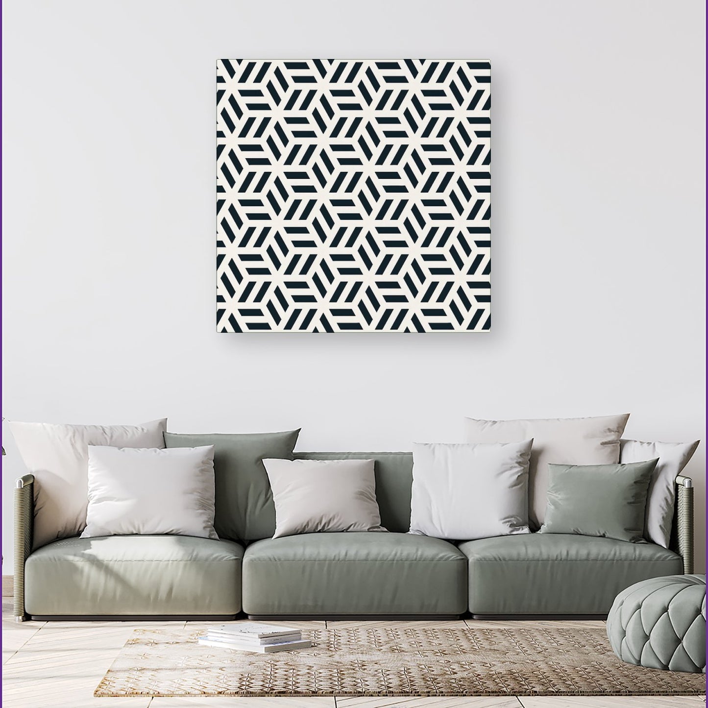 Geometric Monochrome Hexagonal Pattern Canvas
