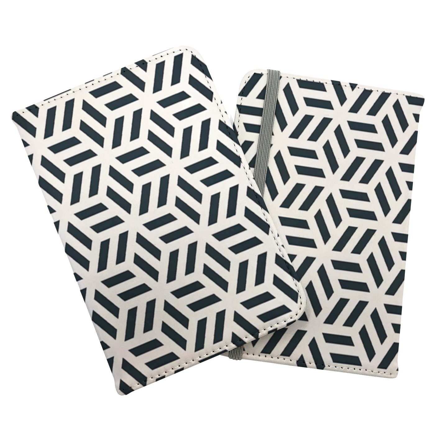 Geometric Monochrome Hexagonal Pattern Passport Cover