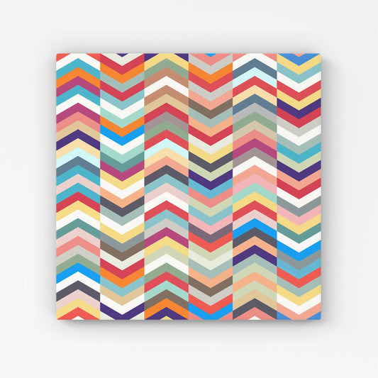 Geometric Multi Colored Chevron Pattern Canvas