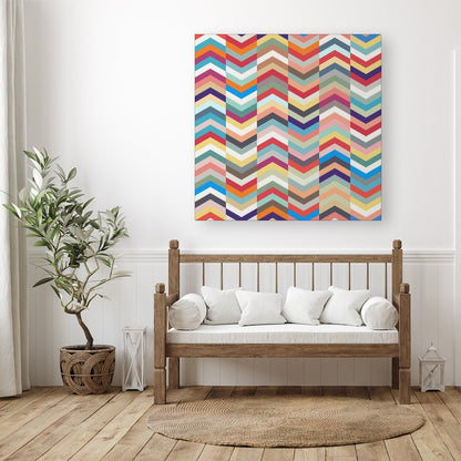 Geometric Multi Colored Chevron Pattern Canvas
