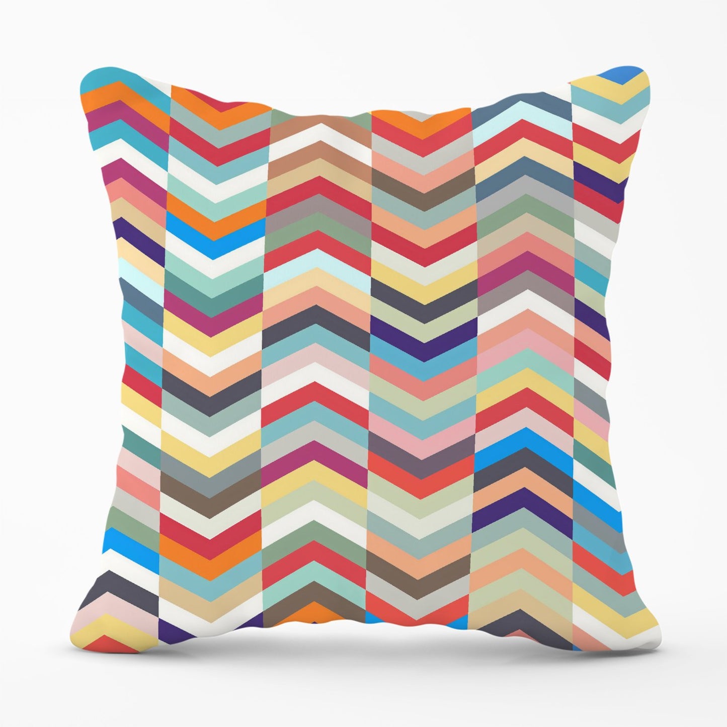 Geometric Multi Colored Chevron Pattern Outdoor Cushion