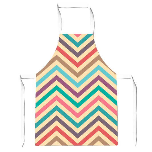 Geometric Vintage Colored Chevron Pattern Apron