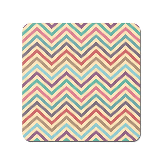 Geometric Vintage Colored Chevron Pattern Coasters