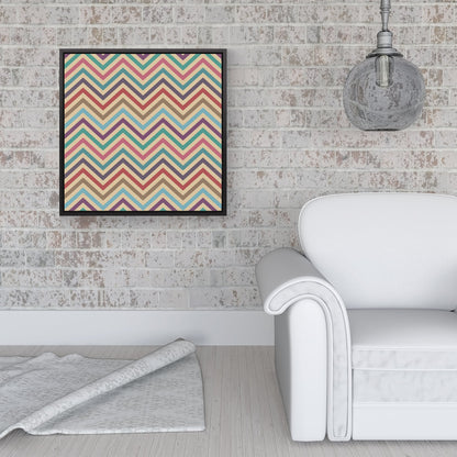 Geometric Vintage Colored Chevron Pattern Framed Canvas