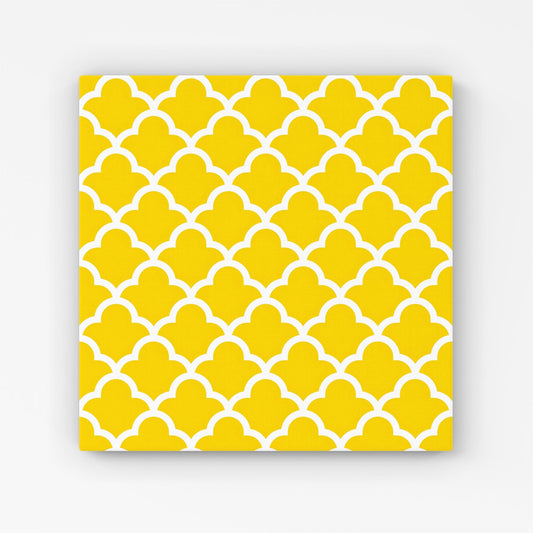 Geometric Yellow Quatrefoil Wave Canvas