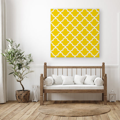 Geometric Yellow Quatrefoil Wave Canvas