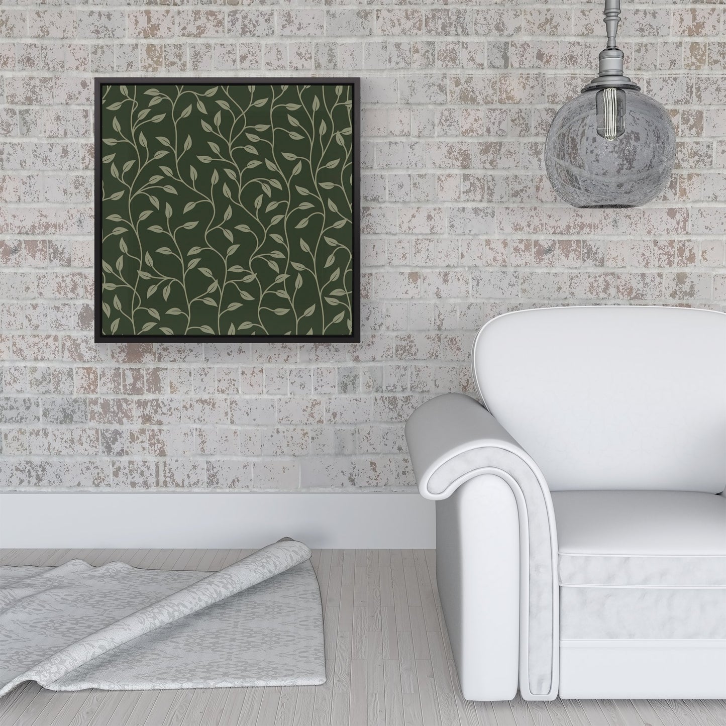 Green Shrub With Leaves Framed Canvas
