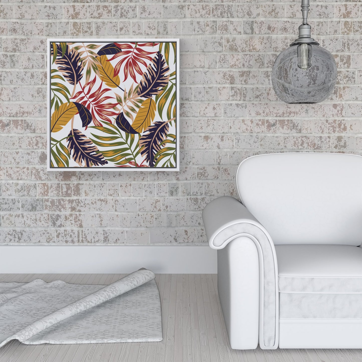Hawaiian Style Jungle Leaves Framed Canvas