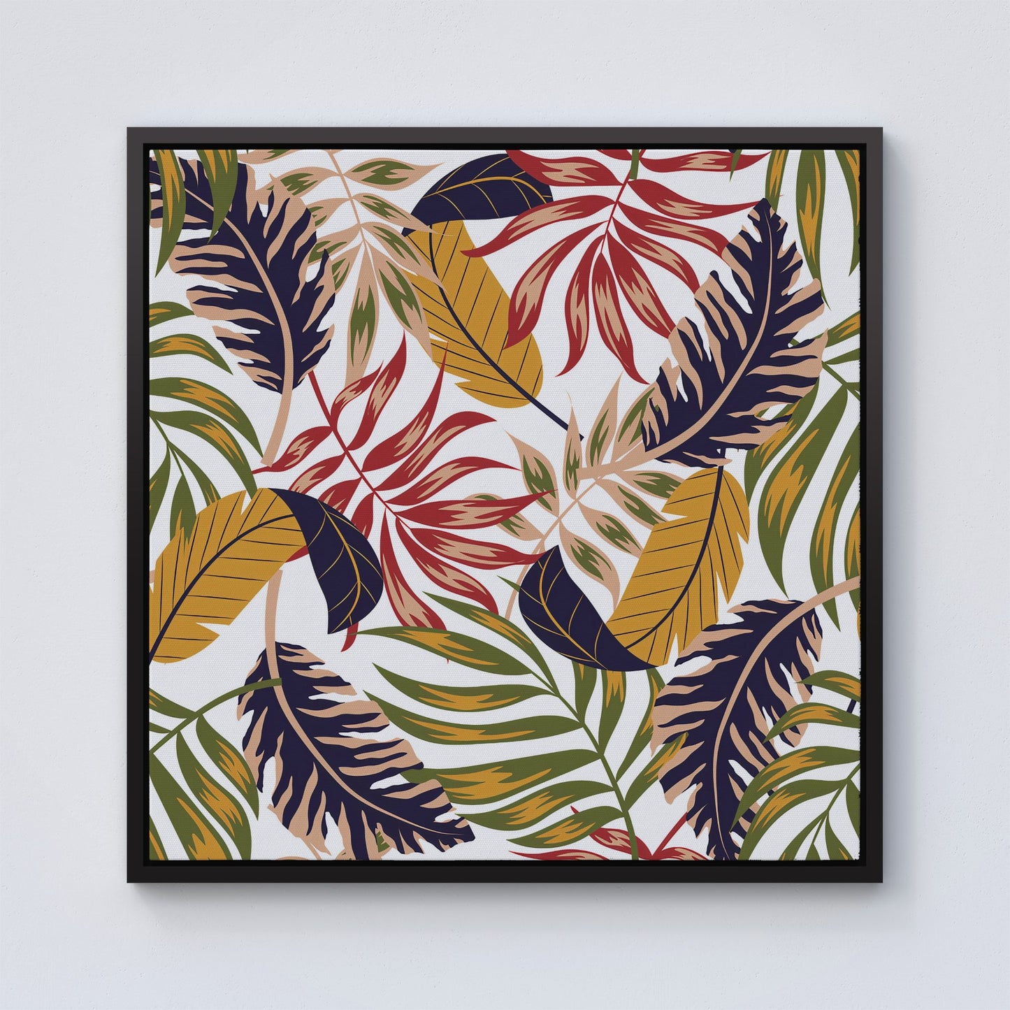 Hawaiian Style Jungle Leaves Framed Canvas