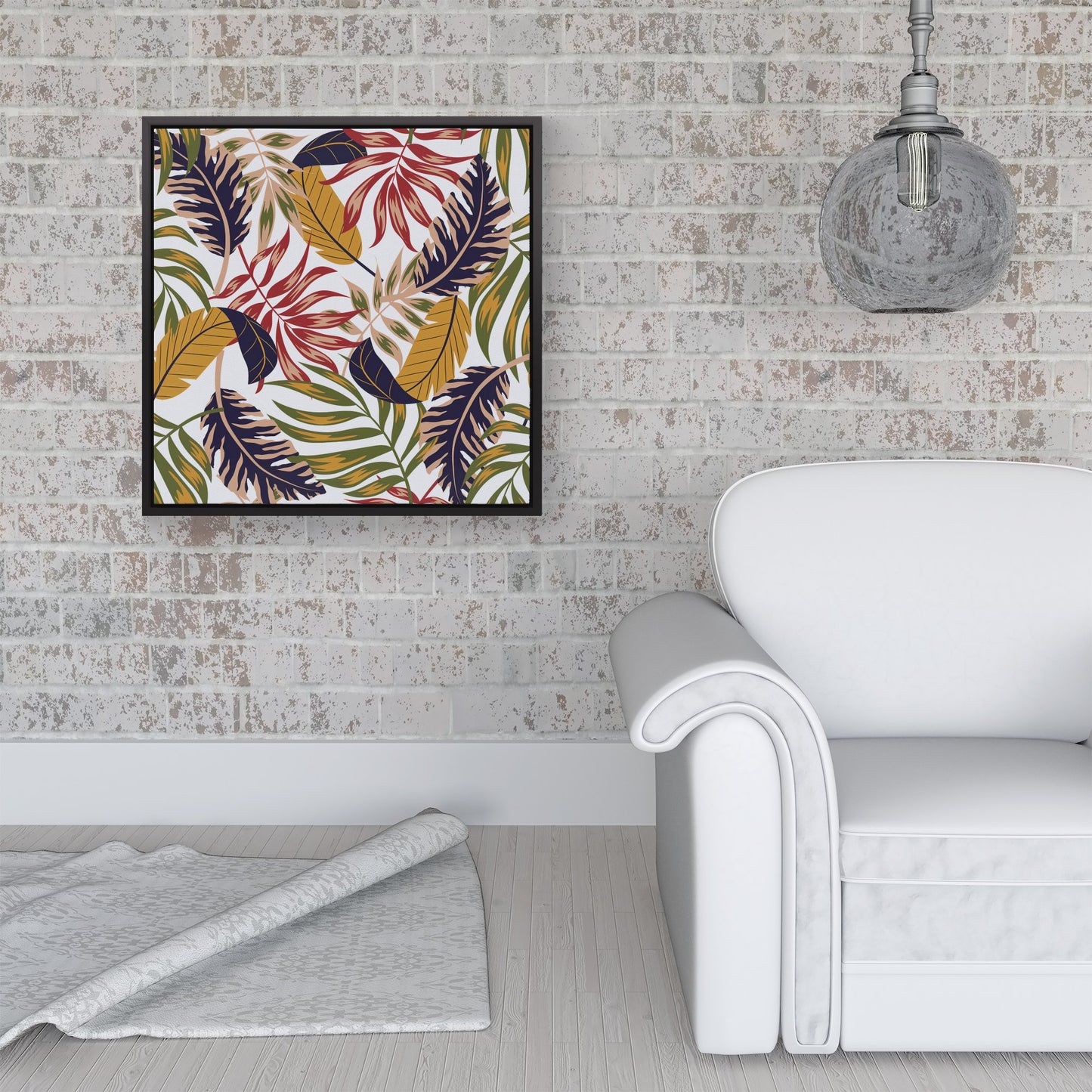 Hawaiian Style Jungle Leaves Framed Canvas