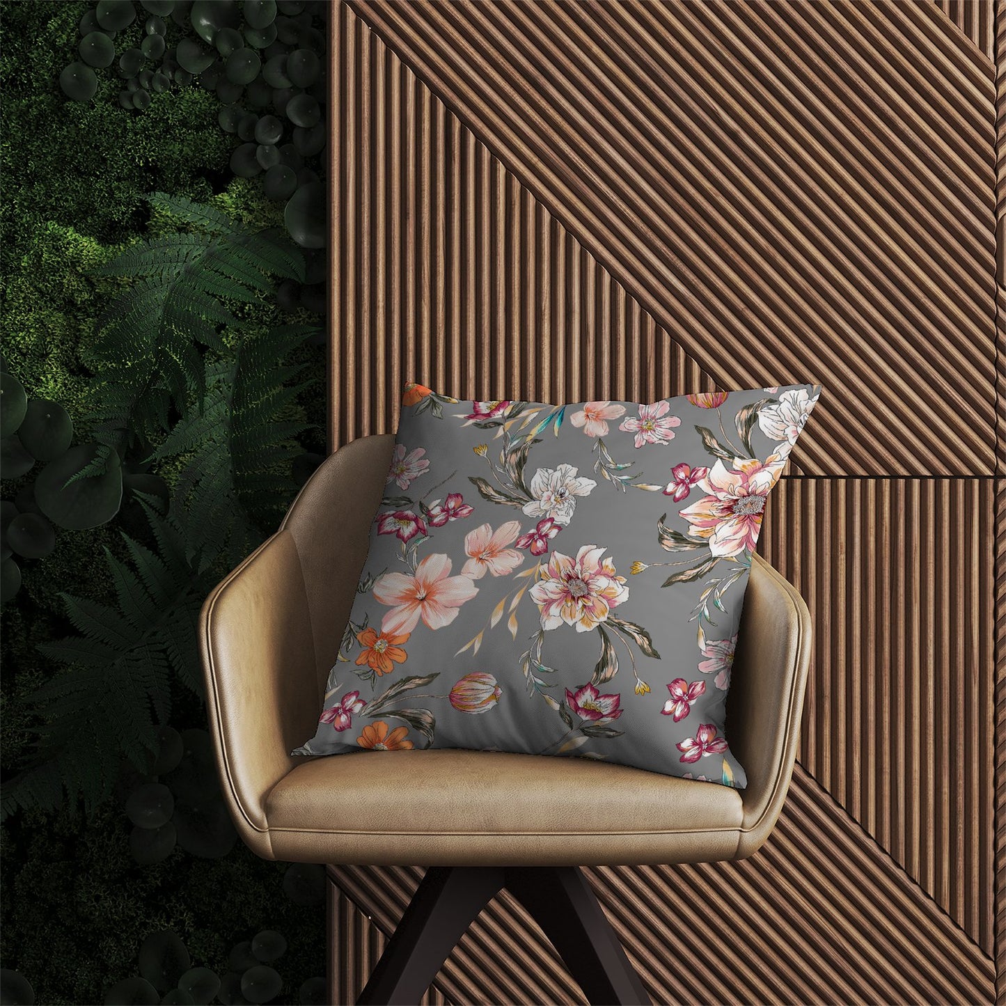 Peony, Lily, Tulip, Daisy Colorful  Outdoor Cushion