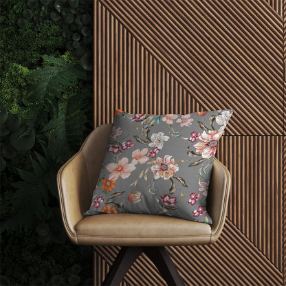 Peony, Lily, Tulip, Daisy Colorful  Outdoor Cushion
