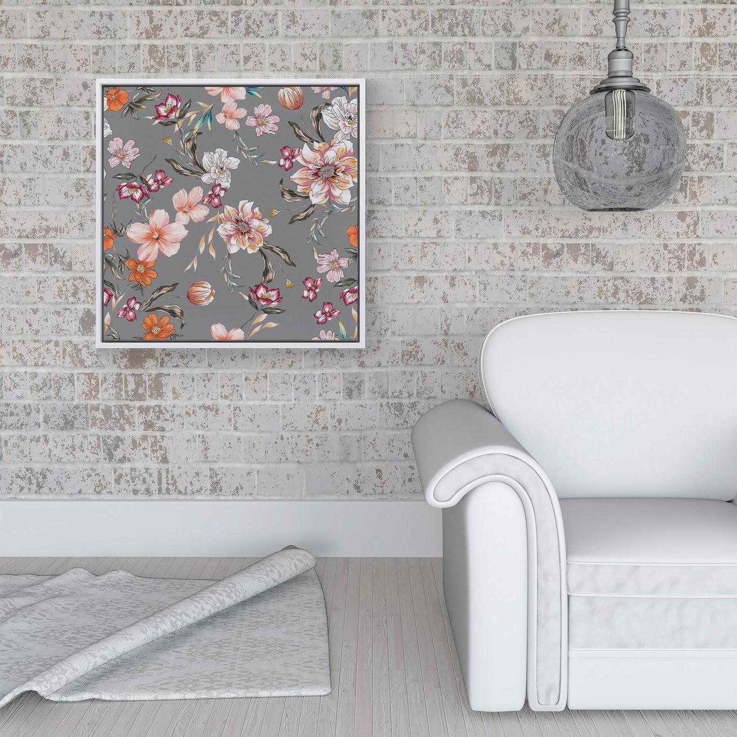 Peony, Lily, Tulip, Daisy Colorful  Framed Canvas