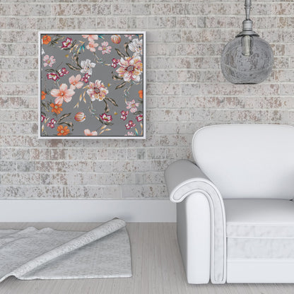 Peony, Lily, Tulip, Daisy Colorful  Framed Canvas