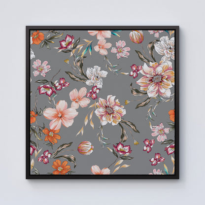 Peony, Lily, Tulip, Daisy Colorful  Framed Canvas
