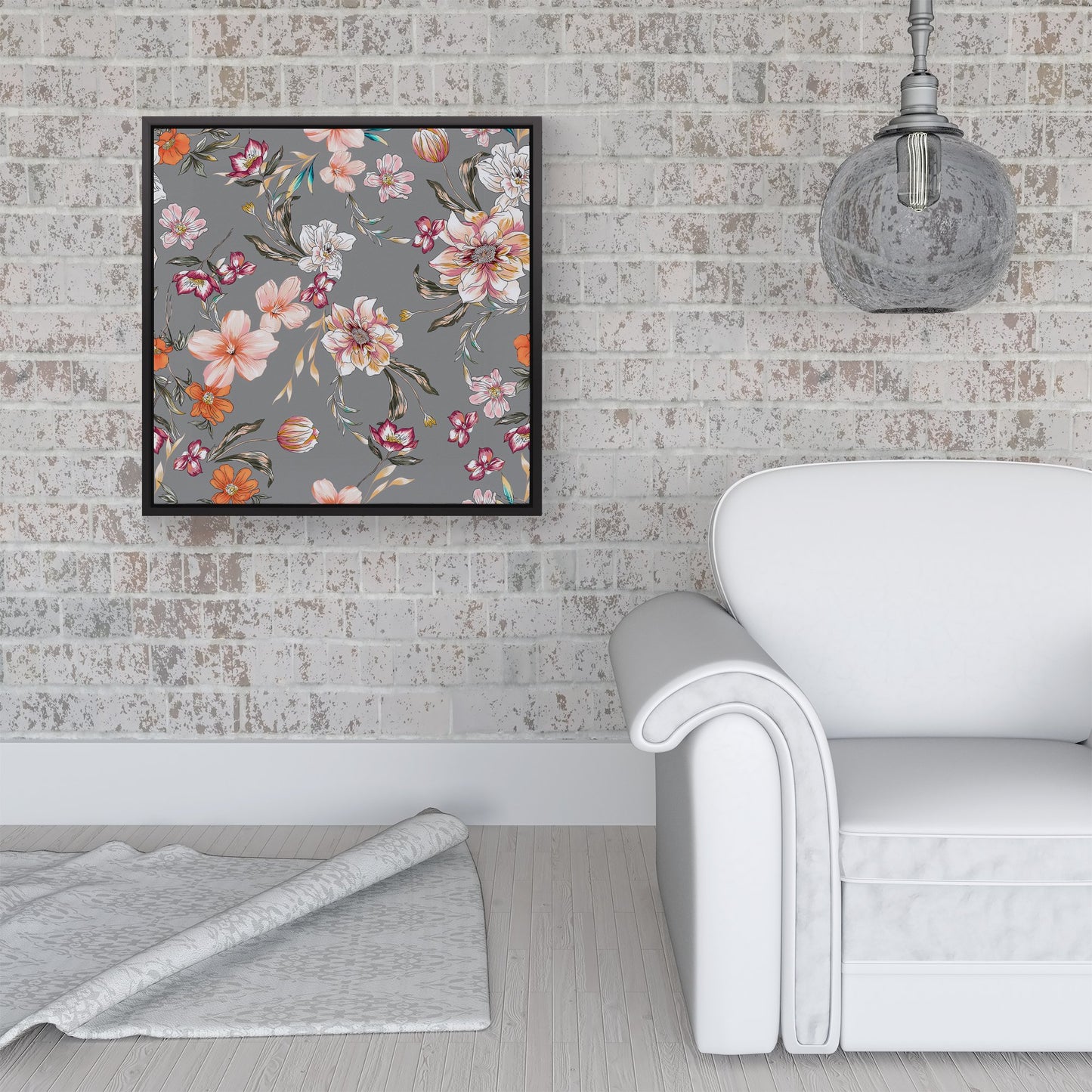 Peony, Lily, Tulip, Daisy Colorful  Framed Canvas