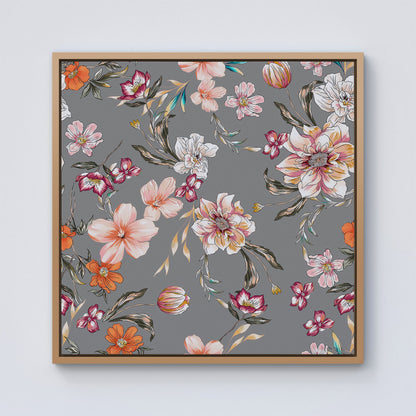 Peony, Lily, Tulip, Daisy Colorful  Framed Canvas
