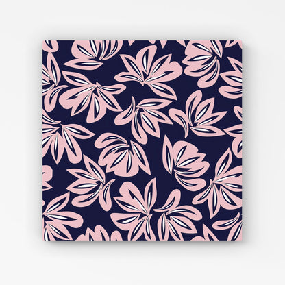 Pink Navy Floral Botanical Pattern Canvas