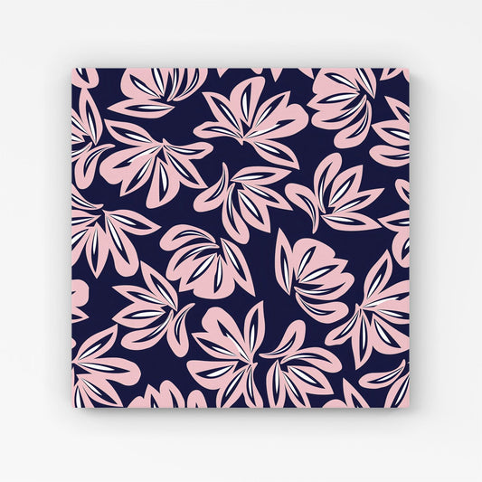 Pink Navy Floral Botanical Pattern Canvas