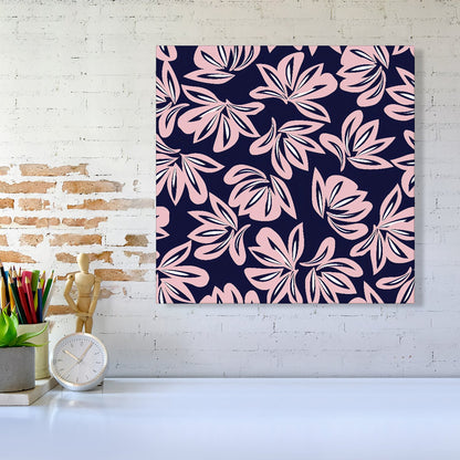 Pink Navy Floral Botanical Pattern Canvas