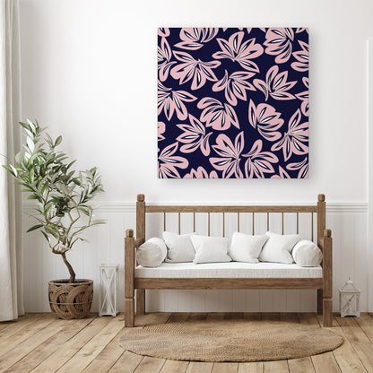 Pink Navy Floral Botanical Pattern Canvas