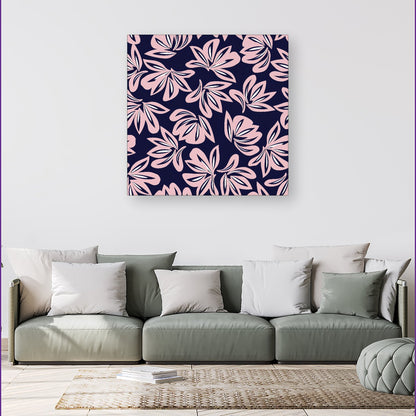 Pink Navy Floral Botanical Pattern Canvas