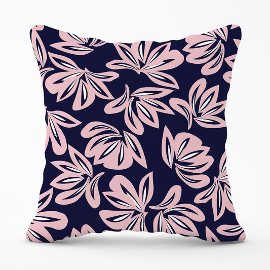 Pink Navy Floral Botanical Pattern Outdoor Cushion
