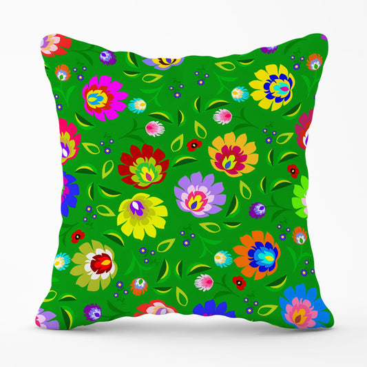 Polish Folk Floral Outdoor Cushion