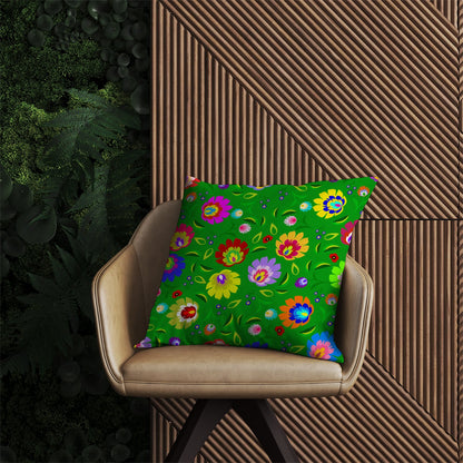 Polish Folk Floral Outdoor Cushion