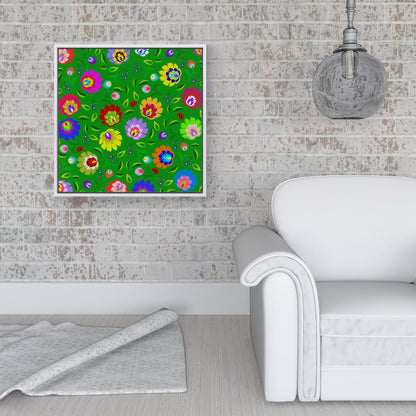 Polish Folk Floral Framed Canvas