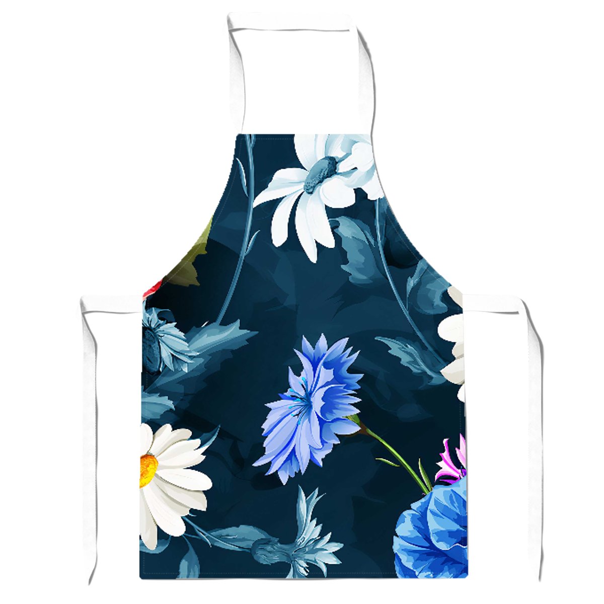 Poppy Flowers With Chamomile Blue Apron